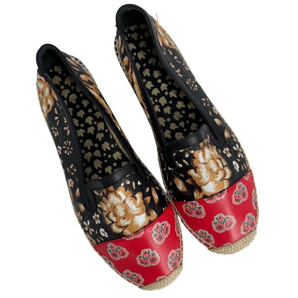 Alexander McQueen Leather Floral Paisley Print Platform Loafers Espadrilles - Picture 7 of 12